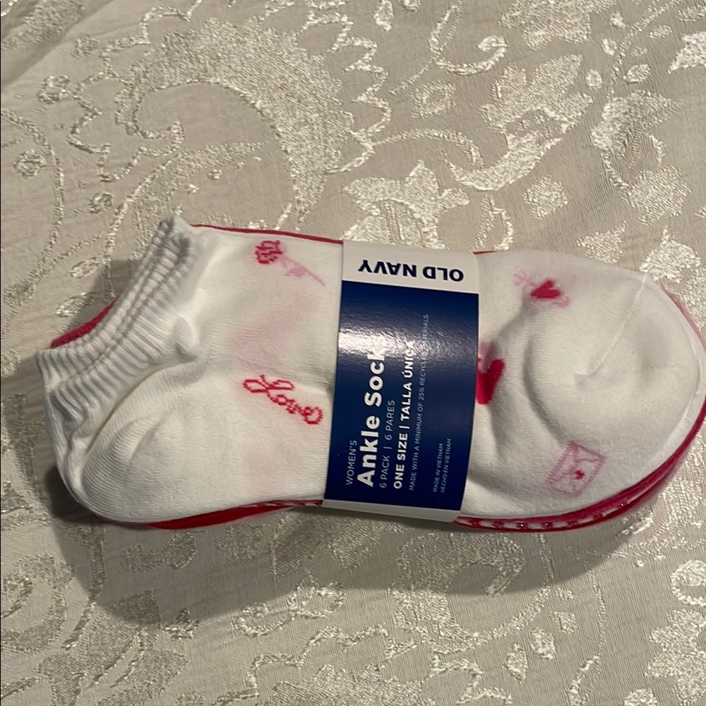 Old Navy White and Red Ankle Socks